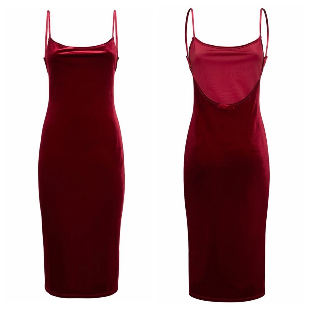 REFORMATION Midi Dress Merel Red Velvet New size XL - Picture 4 of 8